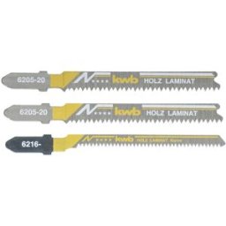 kwb 622320 SET de lames de scie sauteuse, LAMINÉ, travail du bois, bi-métal, 2 x fins, 1 x courbe 3 pc(s)