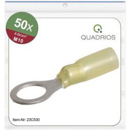 Quadrios 23C530 Cosse à oeillet Section max.=6 mm² Ø du trou=10.5 mm partiellement isolé jaune 50 pc(s)