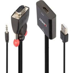 LINDY VGA Adaptateur [1x VGA mâle, Jack mâle 3.5 mm - 1x HDMI femelle, USB 3.0 femelle type A] 38284