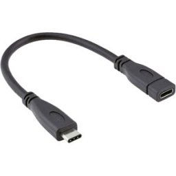 ROLINE Câble USB 3.2 Gen 2 Type C, C-C, M/F, noir, 0,15 m