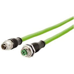 Metz Connect 142M2X12100 M12 Câble réseau, câble patch CAT 6a S/FTP 10.00 m vert gaine PUR, résistant aux acides, résistant à lozone, résistant aux UV, pour
