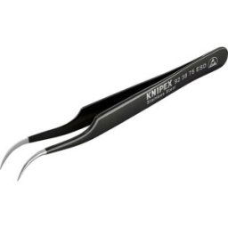 Knipex 92 38 75 ESD Pince brucelle de précision pointe en forme de faucille, courbée à 45° 120 mm