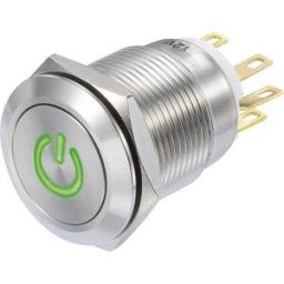 TRU COMPONENTS TC-8904680 LAS1-GQF-11/G/12V Bouton-poussoir 250 V/AC 3 A 1 x On/(On) à rappel vert IP65 1 pc(s)