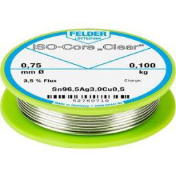 Felder ISO-Core Clear SAC305 Étain à souder bobine Sn96,5Ag3Cu0,5 0.100 kg 0.75 mm