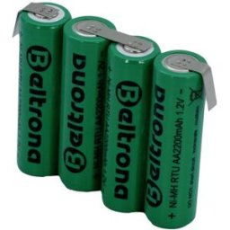 Beltrona RTU4AAZ Pack de piles rechargeables 4x LR6 (AA) cosses à souder en Z NiMH 4.8 V 2200 mAh
