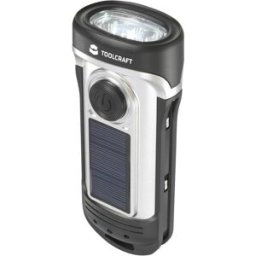 Lampe de poche TOOLCRAFT TO-8602005 LED IPX8 (étanche), avec fonction déclairage durgence solaire, à dynamo 20 lm 176 g