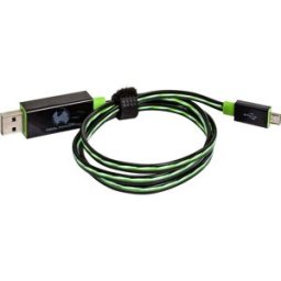 RealPower Câble USB USB 2.0 USB-A mâle, USB-Micro-B mâle 0.75 m vert avec LED 187656