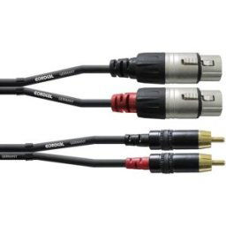 Câble adaptateur audio [2x XLR femelle - 2x Cinch-RCA mâle] Cordial CFU 1,5 FC noir 1.50 m