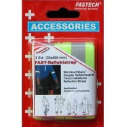 FASTECH® 788-777KC Bande auto-agrippante avec réflecteur, à coudre partie velours et partie agrippante (L x l) 400 mm x 30 mm jaune fluorescent 2 pc(s)