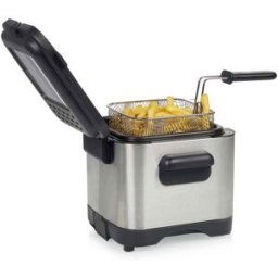 Princess 182612 Friteuse 1.5 l 1000 W revêtement anti-adhésif, protection contre la surchauffe argent, noir