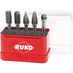 RUKO 116004 Fraise sur tige Carbure de tungstène 10 mm Diamètre de tige 6 mm 5 pièces