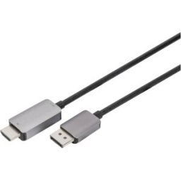 Câble adaptateur Digitus DisplayPort Fiche mâle DisplayPort, Fiche mâle HDMI-A 1.8 m noir DB-340305-018-S 8K UHD, blindage triple, flexible, sans halogène