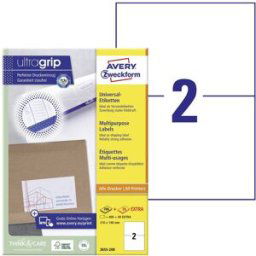 Avery Zweckform 3655-200 Etiquette universelles 210 x 148 mm papier blanc 440 pc(s) fixation permanente imprimante à jet dencre, imprimante laser, photocopieuse