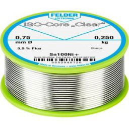 Felder ISO-Core Clear Sn100Ni+ Étain à souder bobine Sn99,25Cu0,7Ni0,05 0.250 kg 0.75 mm