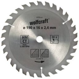 Lame de scie circulaire au carbure Wolfcraft 6735000 190 x 16 mm Nombre de dents: 30 1 pc(s)