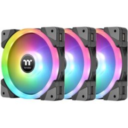 Thermaltake CL-F143-PL12SW-A Ventilateur pour PC noir, transparent, RVB (l x H x P) 120 x 120 x 25 mm avec commande déclairage RGB