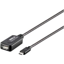 Renkforce Câble USB USB 2.0 USB-C® mâle, USB-A femelle 10.00 m noir actif avec amplification du signal, contacts dorés RF-5067256