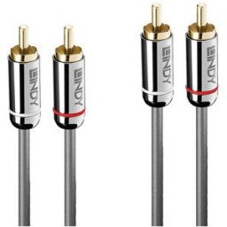 Câble de raccordement LINDY 35346 RCA audio [2x Cinch-RCA mâle - 2x Cinch-RCA mâle] 2 m anthracite