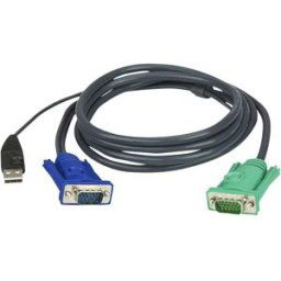 Aten KVM Adaptateur [1x VGA mâle - 1x VGA mâle, USB 2.0 type A mâle] 1.20 m noir