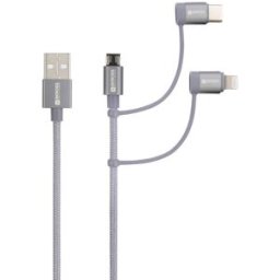 Skross Câble USB USB 2.0 USB-A mâle 1.20 m gris sidéral rond, flexible, gaine textile SKCA00143-1120CN