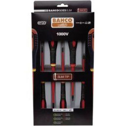 Bahco Ergo pour latelier Jeu de tournevis 5 pièces vis à fente, cruciforme Phillips