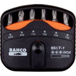 Bahco 65I/7-1 Jeu dembouts 7 pièces cruciforme Phillips, vis Pozidriv, 6 pans extérieurs (TX)