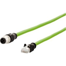 Metz Connect 142M4D15010 M12 Câble réseau, câble patch CAT 5e S/UTP 1.00 m vert gaine PUR, résistant aux acides, résistant à lozone, résistant aux UV, pour