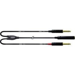 Adaptateur Y audio [1x Jack femelle 6.35 mm - 2x Jack mâle 6.35 mm] Cordial CFY 0,3 KPP noir 30.00 cm