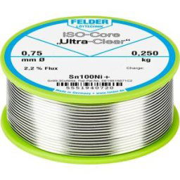 Felder ISO-Core Ultra-Clear Sn100Ni+ Étain à souder sans plomb bobine Sn99,25Cu0,7Ni0,05 0.250 kg 0.75 mm