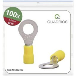 Quadrios 22C460 Cosse à oeillet Section max.=6.0 mm² Ø du trou=10.5 mm partiellement isolé jaune 1 set