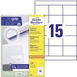 Avery Zweckform 3669 Etiquette universelles 70 x 50.8 mm papier blanc 1500 pc(s) fixation permanente imprimante à jet dencre, imprimante laser, imprimante