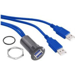 Adaptateur USB 3.0 2 x USB femelle type A vers 2 x USB mâle type A avec 60 cm de câble TRU COMPONENTS USB-13-BK 1313912 1 pc(s)