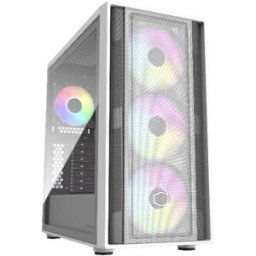 Bureau Cooler Master MasterBox 600 White Boîtier PC blanc 4 ventilateurs LED pré-installés, fenêtre latérale, filtre anti-poussière