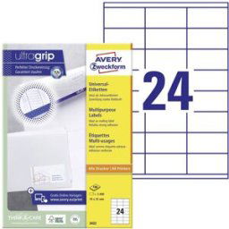 Avery Zweckform 3422 Etiquette universelles 70 x 35 mm papier blanc 2400 pc(s) fixation permanente imprimante à jet dencre, imprimante laser, imprimante laser