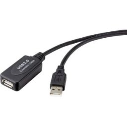 Renkforce Câble USB USB 2.0 USB-A mâle, USB-A femelle 20.00 m noir actif avec amplification du signal RF-4535088