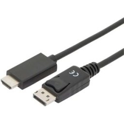 Câble adaptateur Digitus DisplayPort / HDMI Fiche mâle DisplayPort, Fiche mâle HDMI-A 2.00 m noir AK-340303-020-S blindage triple Câble DisplayPort