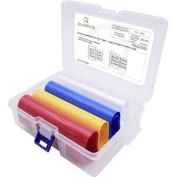 Quadrios 1905CA059 Gaine thermorétractable pour batteries sans colle transparent, bleu, jaune, rouge 77 mm 39 mm Taux de retreint:2:1 4 parties