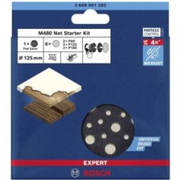 Bosch Accessories EXPERT M480 2608901202 Set de grilles abrasives perforé Grain 80, 80, 120, 120, 180, 180 (Ø) 125 mm 7 pc(s)