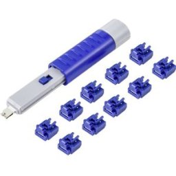 Verrou port LAN RJ45 Renkforce RF-4695234 jeu de 10 argent-bleu avec 1 clé
