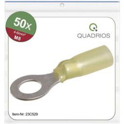 Quadrios 23C529 Cosse à oeillet Section max.=6 mm² Ø du trou=8.5 mm partiellement isolé jaune 50 pc(s)