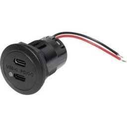 ProCar Power USB-C double prise PD/QC EV avec LED max. 2 x 30 watts Charge de courant max=3 A 12 ou 24 V/DC