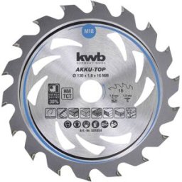 kwb 581854 Lame de scie circulaire au carbure 130 x 16 x 1.0 mm Nombre de dents: 18 1 pc(s)