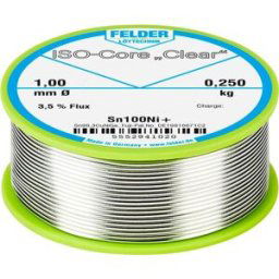 Felder ISO-Core Clear Sn100Ni+ Étain à souder sans plomb bobine Sn99,25Cu0,7Ni0,05 0.250 kg 1 mm