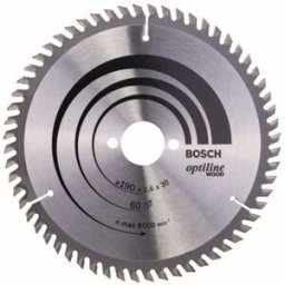 Bosch Accessories Optiline Wood 2608641188 Lame de scie circulaire au carbure 190 x 30 x 2.6 mm Nombre de dents: 60 1 pc(s)