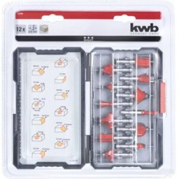 kwb 757295 Jeu de fraises pour défonceuse Carbure de tungstène Diamètre de tige 8 mm 12 pièces