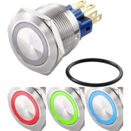 Interrupteur antivandalisme TRU COMPONENTS TC-7494636 250 V/AC 3 A 1 x Off/(On) à rappel rouge, vert, bleu, RVB IP65