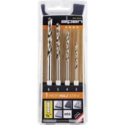 Alpen 603002100 Jeu de forets pour le bois 4 pièces 3 mm, 4 mm, 5 mm, 6 mm 1/4 (6,3 mm) 1 set