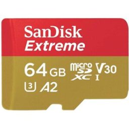 SanDisk Extreme Carte microSD 64 GB Class 10, UHS-I, v30 Video Speed Class résistance aux chocs, étanche