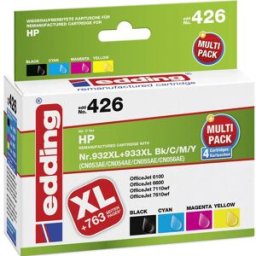 Edding Encre remplace HP 932XL, 933XL compatible pack bundle noir, cyan, magenta, jaune 18-426