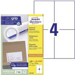 Avery Zweckform 3483-200 Etiquette universelles 105 x 148 mm papier blanc 880 pc(s) fixation permanente imprimante à jet dencre, imprimante laser, imprimante